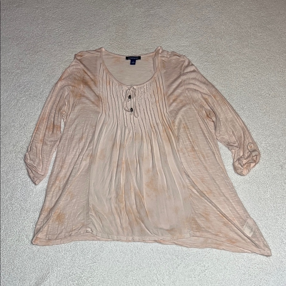 Bandolino Light Heathered Peach Knit Blouse size XL 3/4 length sleeve